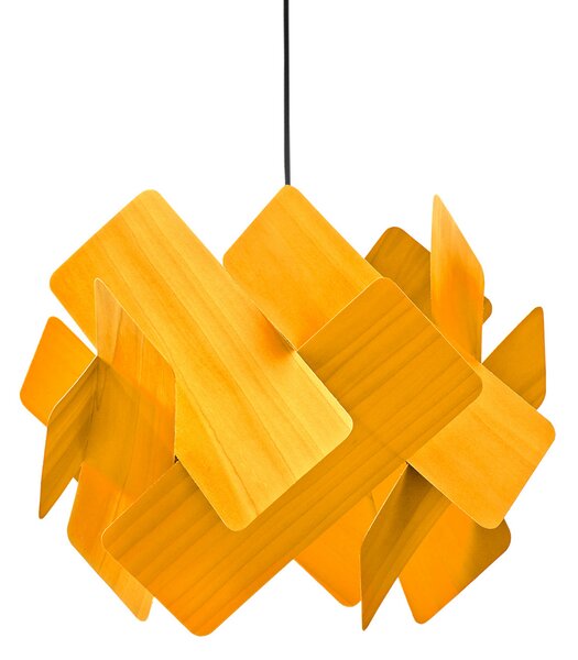 LZF LAMPS viseča svetilka Escape, rumena/nikljevo barva, Ø 30 cm, les, zatemnjen, Rumena, Dnevna soba / jedilnica, Les, Dizajn