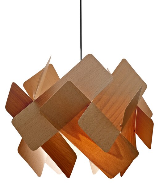 LZF LAMPS viseča svetilka Escape, bukovina/nikljevo barva, Ø 30 cm, les, zatemnjen, Les, Dnevna soba / jedilnica, Les, Dizajn