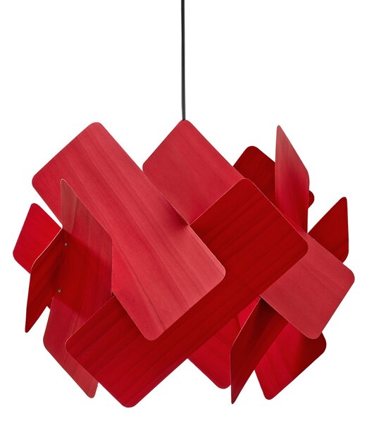LZF LAMPS viseča svetilka Escape, rdeča/nikljevo barva, Ø 30 cm, les, zatemnjen, Rdeča, Dnevna soba / jedilnica, Les, Dizajn