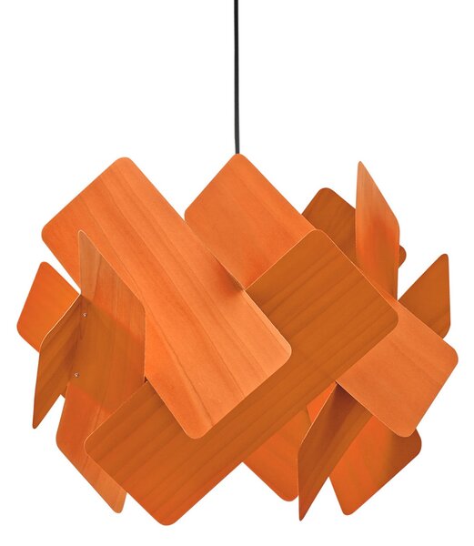 LZF LAMPS viseča svetilka Escape, oranžna/nikljevo barva, Ø 30 cm, les, zatemnjen, Oranžna, Dnevna soba / jedilnica, Les, Dizajn