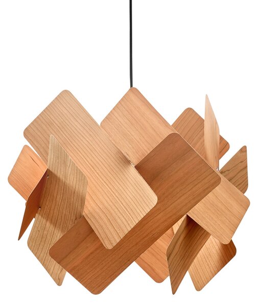LZF LAMPS viseča svetilka Escape, češnjev les/nikljevo barva, Ø 30 cm, zatemnjen, Les, Dnevna soba / jedilnica, Les, Dizajn