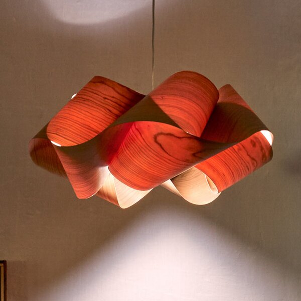 LZF LAMPS viseča svetilka Swirl, češnjev les/nikljevo barva, Ø 54 cm les, zatemnjen, Les, Dnevna soba / jedilnica, Les, Dizajn