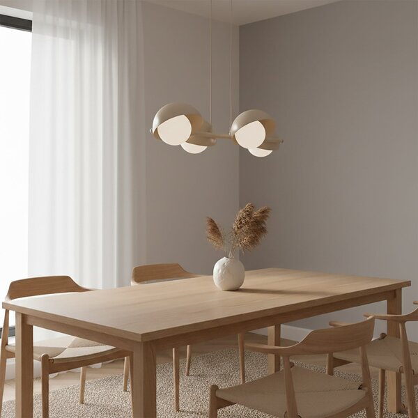 EMIBIG LIGHTING Visoka svetilka Boom 4, bež, steklo/jeklo, dolžina 60 cm, zatemnjen, Bež, Dnevna soba / jedilnica, Kovina, Sodobni
