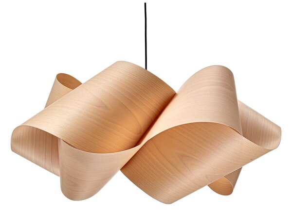 LZF LAMPS viseča svetilka Swirl, bukev/nikljevo barva, Ø 54 cm, les, zatemnjen, Les, Dnevna soba / jedilnica, Les, Dizajn