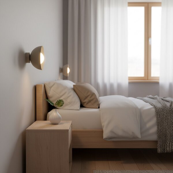 EMIBIG LIGHTING Stenna svetilka Bibi K1, bež, jeklo/steklo, Ø 18 cm, zatemnjen, Bež, Dnevna soba / jedilnica, Kovina, Sodobni