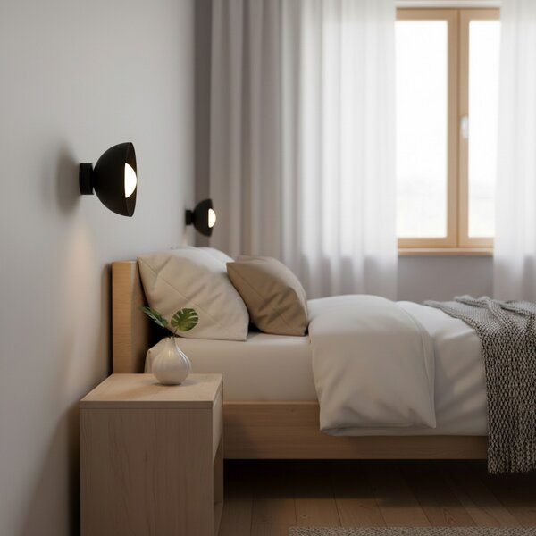 EMIBIG LIGHTING Stenna svetilka Bibi K1, črna, jeklo/steklo, Ø 18 cm, zatemnjen, Črna, Dnevna soba / jedilnica, Kovina, Sodobni