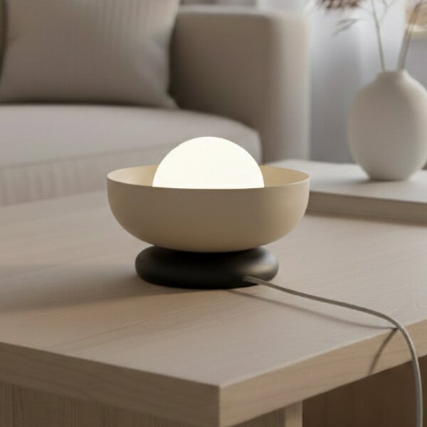 EMIBIG LIGHTING Namizna svetilka Ozzy LN1, bež, jeklo/steklo, višina 13 cm, G9, Bež, Dnevna soba / jedilnica, Kovina, Sodobni