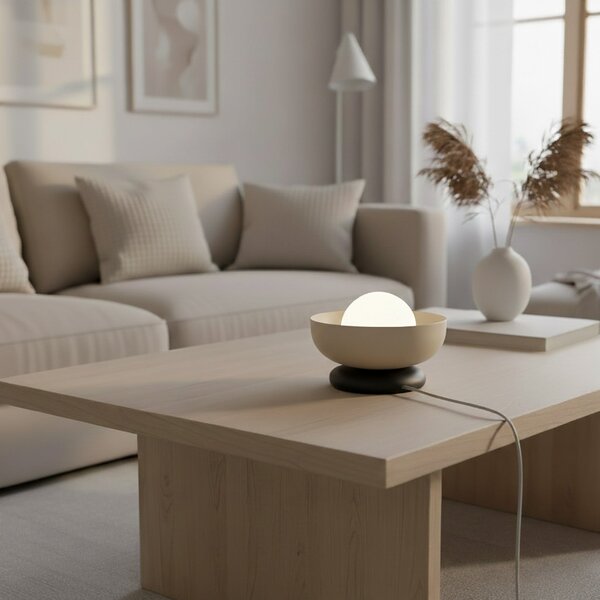 EMIBIG LIGHTING Namizna svetilka Ozzy LN1, bež, jeklo/steklo, višina 13 cm, G9, Bež, Dnevna soba / jedilnica, Kovina, Sodobni
