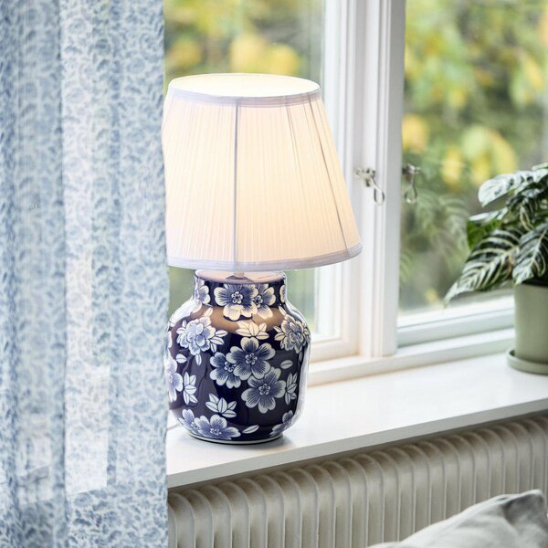 PR Home Namizna svetilka Fanny, modra/bela, keramika, 47 cm, E27, Modra, Dnevna soba / jedilnica, Keramika, Sodobni