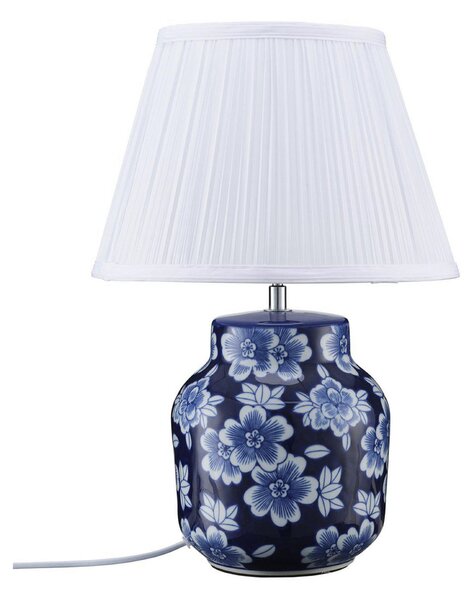 PR Home Namizna svetilka Fanny, modra/bela, keramika, 47 cm, E27, Modra, Dnevna soba / jedilnica, Keramika, Sodobni