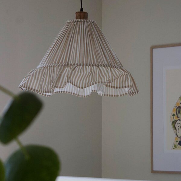 PR Home viseča svetilka Estrid, bež, tkanina, Ø 40 cm, E27, zatemnjen, Bež, Dnevna soba / jedilnica, Tkanine / tekstil, Podeželska hiša / Rustikalna