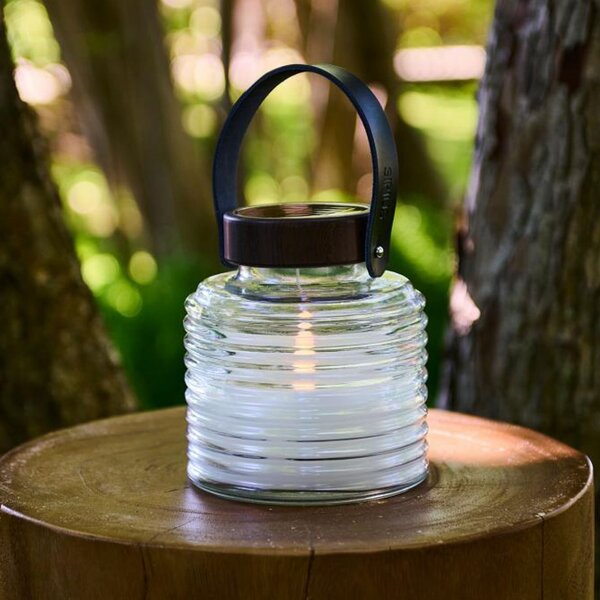 Sirius LED-solarna svetilka Aston Jar, višina 16 cm, črna/rjava, IP44, Prozorna, Steklo