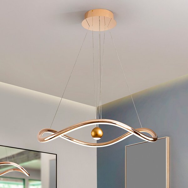 Schuller Valencia Pametna LED-visoka svetilka Romina, Ø 78 cm, zlata barva kovine CCT, zatemnjen, Zlata / medeninasta, Dnevna soba / jedilnica, Aluminij