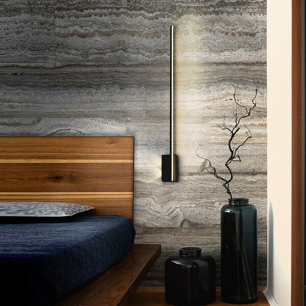 Schuller Valencia LED stenska svetilka Stick, višina 80 cm, črna, kovina, Črna, Dnevna soba / jedilnica, Aluminij, Sodobni