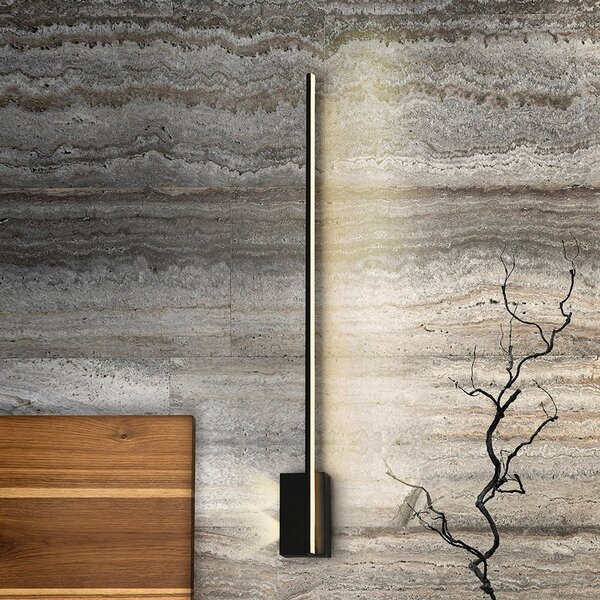 Schuller Valencia LED stenska svetilka Stick, višina 80 cm, črna, kovina, Črna, Dnevna soba / jedilnica, Aluminij, Sodobni
