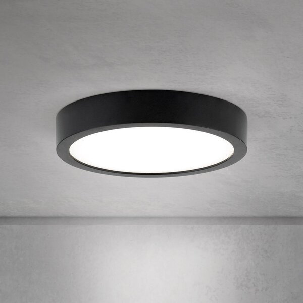 ORION LED stropna svetilka Disc, črna Ø 14 cm, CCT kovina/plastika, zatemnjen, Črna, Dnevna soba / jedilnica, Aluminij, Sodobni