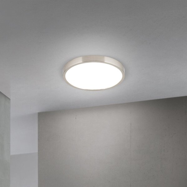 ORION LED stropna svetilka Disc, satinirana nikljeva barva, Ø 24 cm, CCT, zatemnjen, Kovinska, Dnevna soba / jedilnica, Aluminij, Sodobni