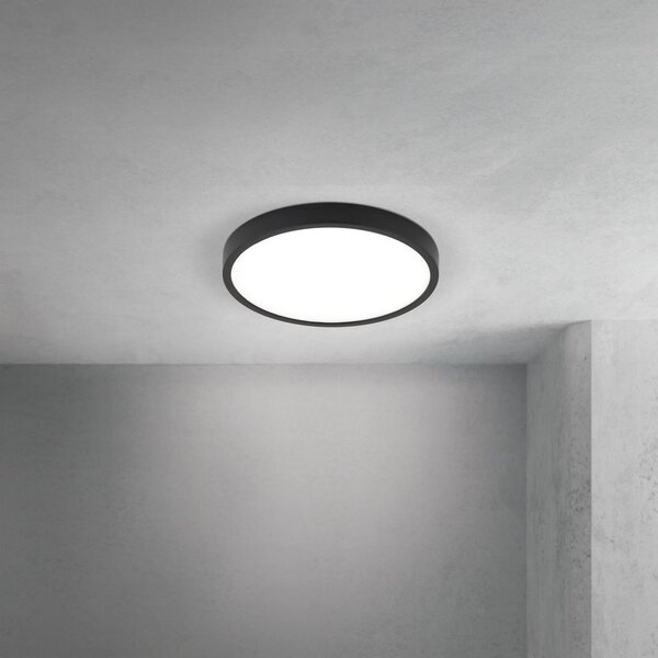 ORION LED stropna svetilka Disc, črna Ø 24 cm, CCT kovina/plastika, zatemnjen, Črna, Dnevna soba / jedilnica, Aluminij, Sodobni