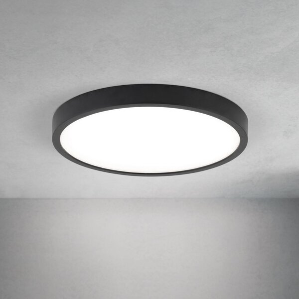 ORION LED stropna svetilka Disc, črna Ø 24 cm, CCT kovina/plastika, zatemnjen, Črna, Dnevna soba / jedilnica, Aluminij, Sodobni