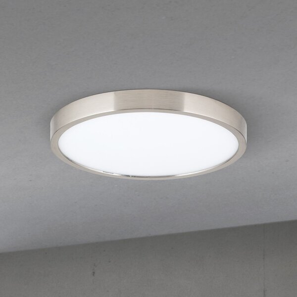 ORION LED stropna svetilka Disc, satinirana nikljeva barva, Ø 24 cm, CCT, zatemnjen, Kovinska, Dnevna soba / jedilnica, Aluminij, Sodobni