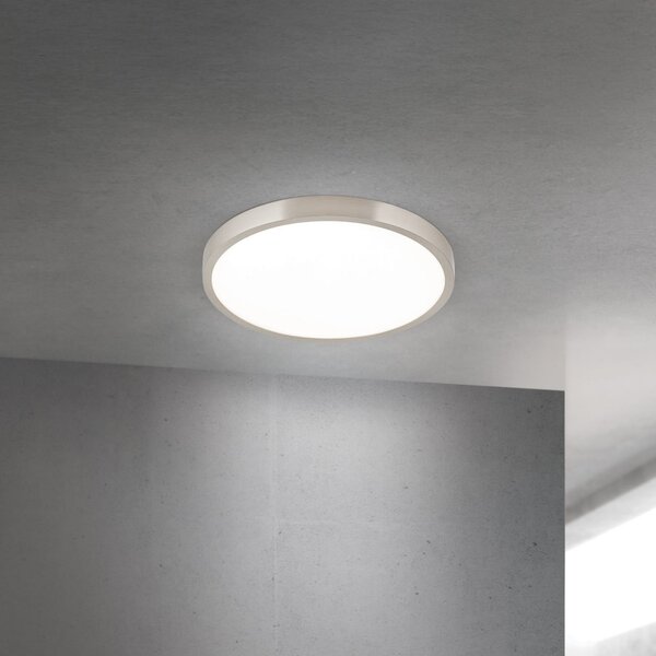 ORION LED stropna svetilka Disc, satinirana nikljeva barva, Ø 28 cm, CCT, zatemnjen, Kovinska, Dnevna soba / jedilnica, Aluminij, Sodobni
