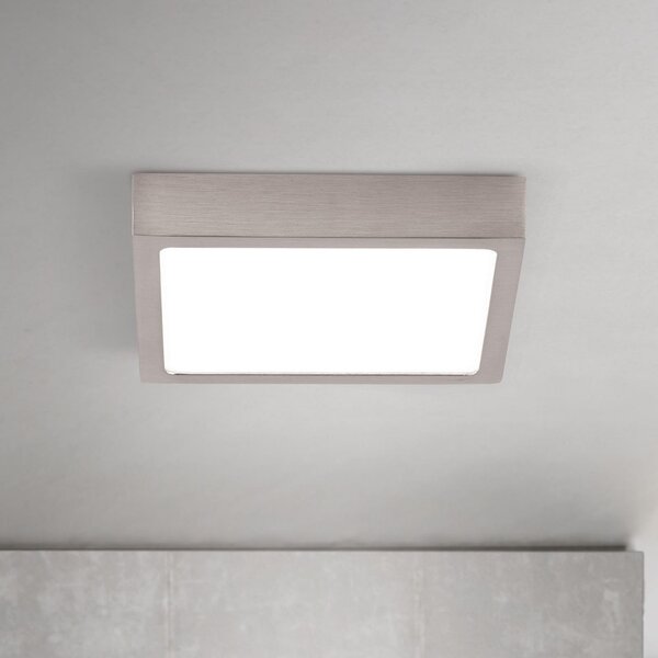 ORION LED stropna svetilka Disc, nikljevo satinirana, dolžina 14 cm CCT, zatemnjen, Kovinska, Dnevna soba / jedilnica, Aluminij, Sodobni