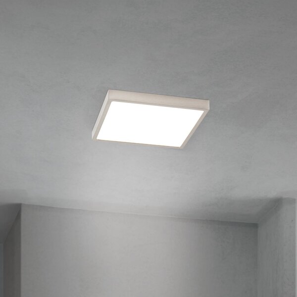 ORION LED stropna svetilka Disc, nikljevo satinirana, dolžina 24 cm CCT, zatemnjen, Kovinska, Dnevna soba / jedilnica, Aluminij, Sodobni