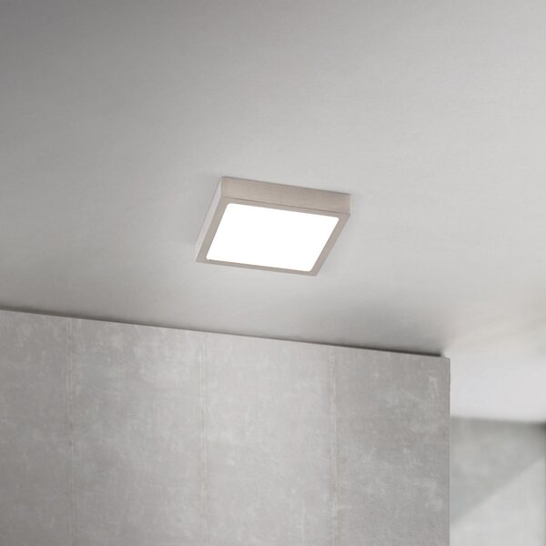 ORION LED stropna svetilka Disc, nikljevo satinirana, dolžina 14 cm CCT, zatemnjen, Kovinska, Dnevna soba / jedilnica, Aluminij, Sodobni