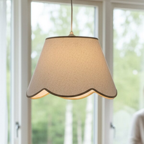 PR Home viseča svetilka Nell, bež, Ø 35 cm, E27, tkanina, zatemnjen, Bela, Dnevna soba / jedilnica, Tkanine / tekstil