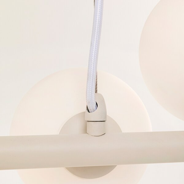 KARE Kare viseča svetilka Scala Balls, siva, 150 cm, G9, zatemnjen, Bež, Dnevna soba / jedilnica, Steklo, Dizajn