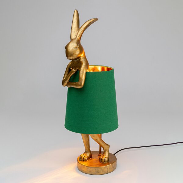 KARE Kare namizna svetilka Animal Rabbit, zlata/zelena, 68 cm, E14, Zlata / medeninasta, Dnevna soba / jedilnica, Plastika, Dizajn