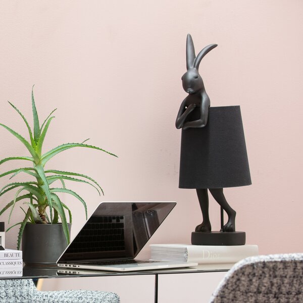 KARE Kare namizna svetilka Animal Rabbit, črna/zlata, 68 cm, E14, Črna, Dnevna soba / jedilnica, Plastika, Dizajn