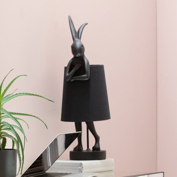 KARE Kare namizna svetilka Animal Rabbit, črna/zlata, 68 cm, E14, Črna, Dnevna soba / jedilnica, Plastika, Dizajn