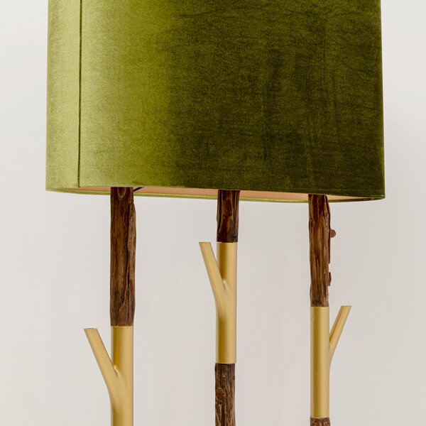 KARE Kare Stojna svetilka Twig, zelena/zlata, 154 cm, E27, Zelena, Dnevna soba / jedilnica, Les, Dizajn