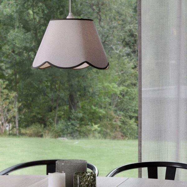 PR Home viseča svetilka Nell, mahovno zelena, Ø 35 cm, E27, tkanina, zatemnjen, Bela, Dnevna soba / jedilnica, Tkanine / tekstil