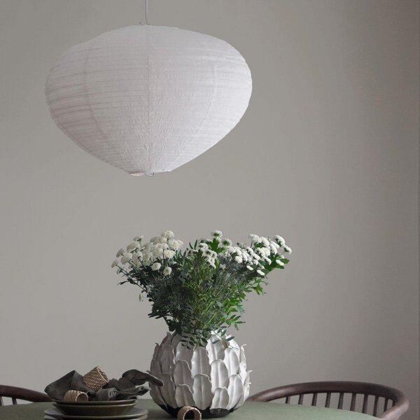 PR Home viseča svetilka Verona, bela, Ø 55 cm, tkanina, E27-LED, zatemnjen, Bela, Dnevna soba / jedilnica, Tkanine / tekstil