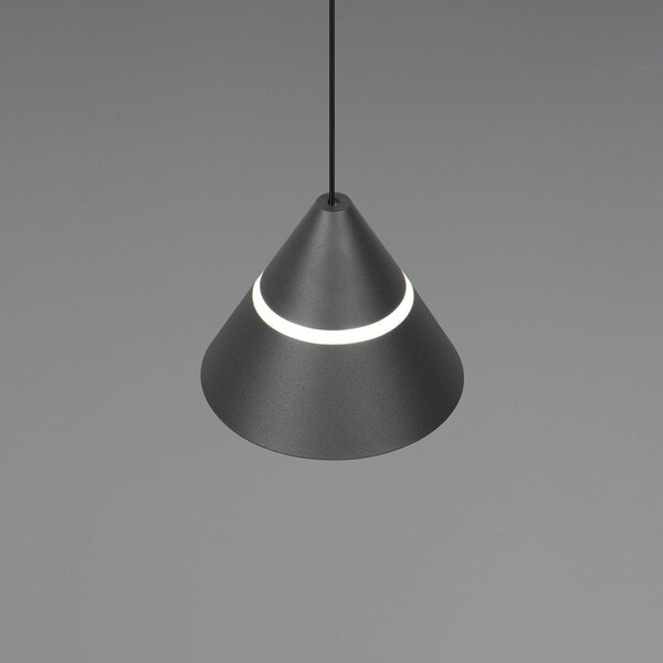 Trio Lighting LED obesna svetilka Romeo, Ø 14 cm, črna, kovina, CCT, Črna, Dnevna soba / jedilnica, Kovina, Sodobni