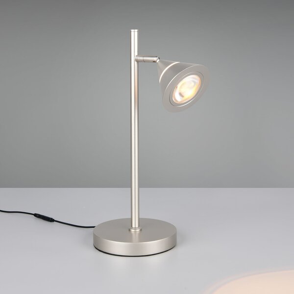 Trio Lighting LED namizna svetilka Romeo, višina 40 cm, nikljevo barva, kovina, CCT, zatemnjen, Kovinska, Dnevna soba / jedilnica, Kovina, Sodobni