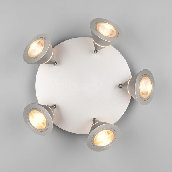 Trio Lighting LED stropni reflektor Romeo, Ø 30 cm, nikljevo barva, 5-krilni., Kovinska, Dnevna soba / jedilnica, Kovina, Sodobni