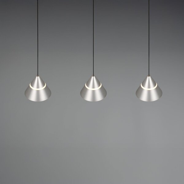 Trio Lighting LED viseča svetilka Romeo Dolžina 55 cm nikljevo barva kovina 3-krilna., Kovinska, Dnevna soba / jedilnica, Kovina, Sodobni