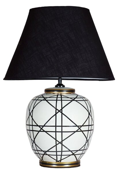 PR Home namizna svetilka New York, črna, višina 60 cm, keramika, Dnevna soba / jedilnica, Tkanine / tekstil