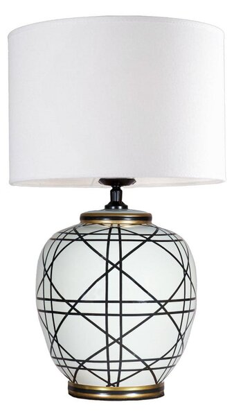 PR Home Namizna svetilka New York, bela, višina 61 cm, keramika, Bela, Dnevna soba / jedilnica, Tkanine / tekstil