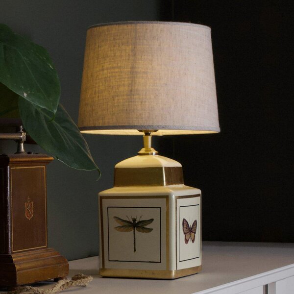 PR Home Namizna svetilka Lucca, pesek, višina 45 cm, keramika, Bež, Dnevna soba / jedilnica, Tkanine / tekstil