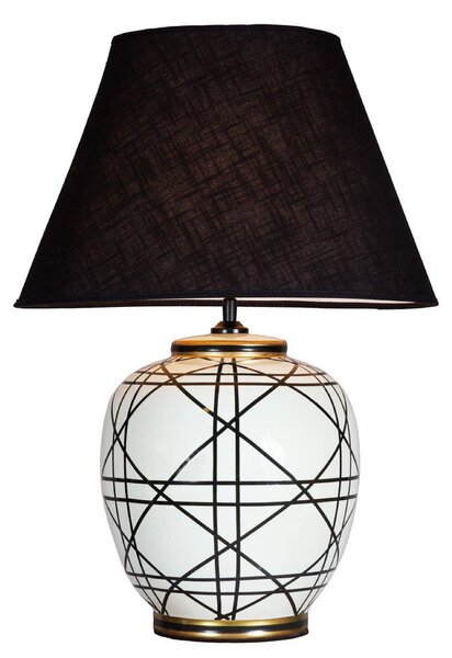 PR Home namizna svetilka New York, črna, višina 60 cm, keramika, Dnevna soba / jedilnica, Tkanine / tekstil