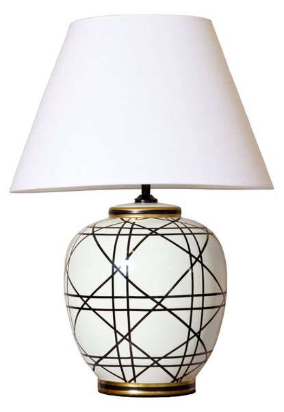 PR Home Namizna svetilka New York, bela, višina 60 cm, keramika, Bela, Dnevna soba / jedilnica, Tkanine / tekstil