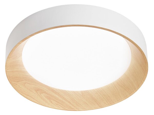 Luce Ambiente Design LED stropna svetilka Arka, Ø 50 cm, bela/leseni videz, kovina, CCT, Bela, Dnevna soba / jedilnica, Kovina, Sodobni