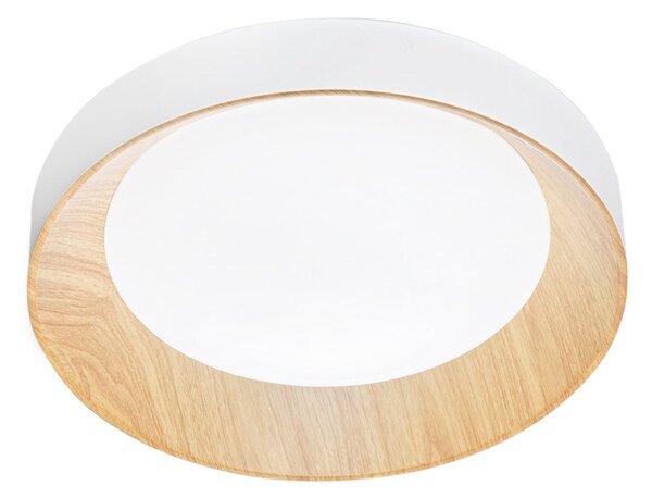 Luce Ambiente Design LED stropna svetilka Arka, Ø 40 cm, bela/leseni videz, kovina, CCT, Bela, Dnevna soba / jedilnica, Kovina, Sodobni