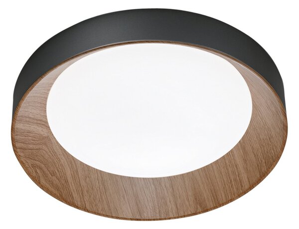 Luce Ambiente Design LED stropna svetilka Arka, Ø 40 cm, črna/leseni videz, kovina CCT, Črna, Dnevna soba / jedilnica, Kovina, Sodobni