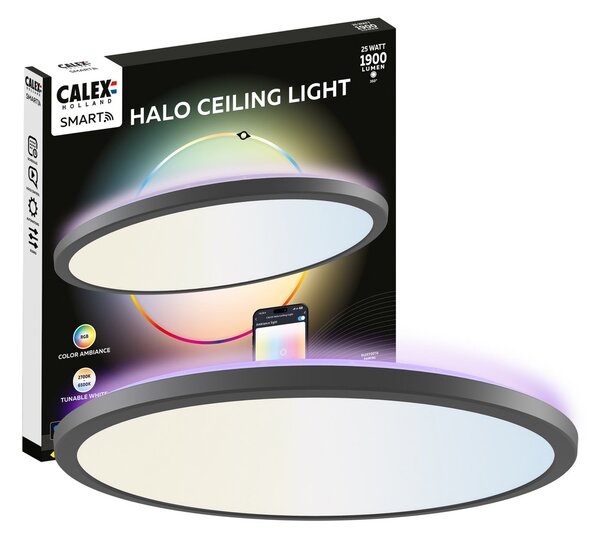 Calex Smart LED stropna svetilka HALO Ø 40 cm črna IP54 RGB CCT, zatemnjen, Črna, Dnevna soba / jedilnica, Plastika, Sodobni