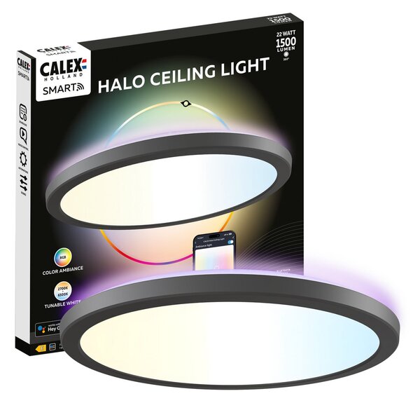 Calex Smart LED stropna svetilka HALO Ø 30 cm črna IP54 RGB CCT, zatemnjen, Črna, Dnevna soba / jedilnica, Plastika, Sodobni